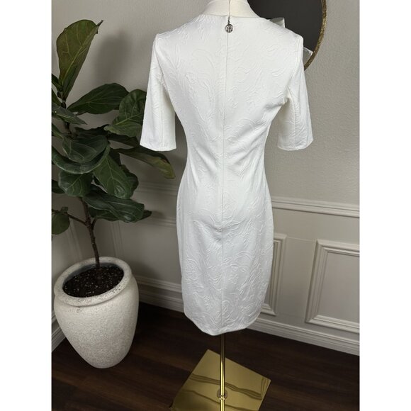Tommy Hilfiger White Floral Short Sleeve Sheath Dress size 2 (can fit like a 6) - Picture 7 of 11